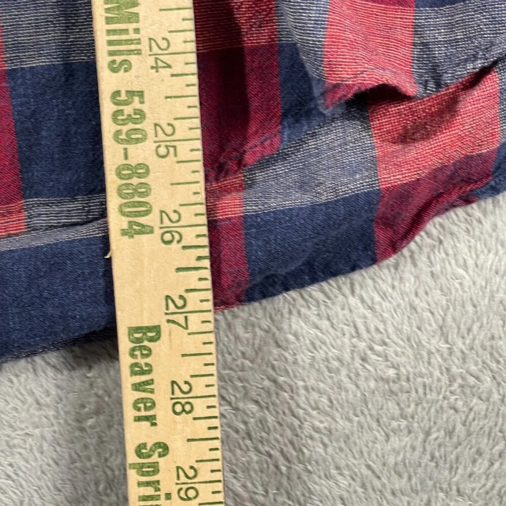 J. Crew Red Blue Plaid Check Homespun Collar Slim Shirt XL Button Down Outdoorsy